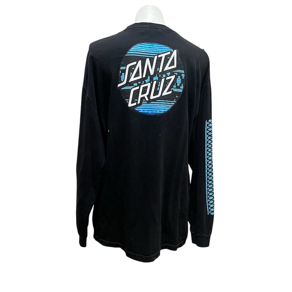 Santa Cruz Long Sleeve Graphic T-Shirt Men's XL Black Blue Wave Dot Logo - Picture 7 of 10